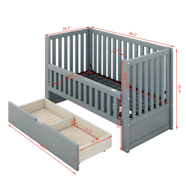 Latitude Run® Leya Convertible Crib/Full Size Bed with Drawers Wayfair